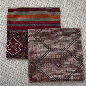 TWO 20x20 kilim throw pillow covers